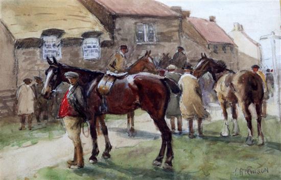 John Atkinson (1863-1924) Horse fair 7.5 x 11in.